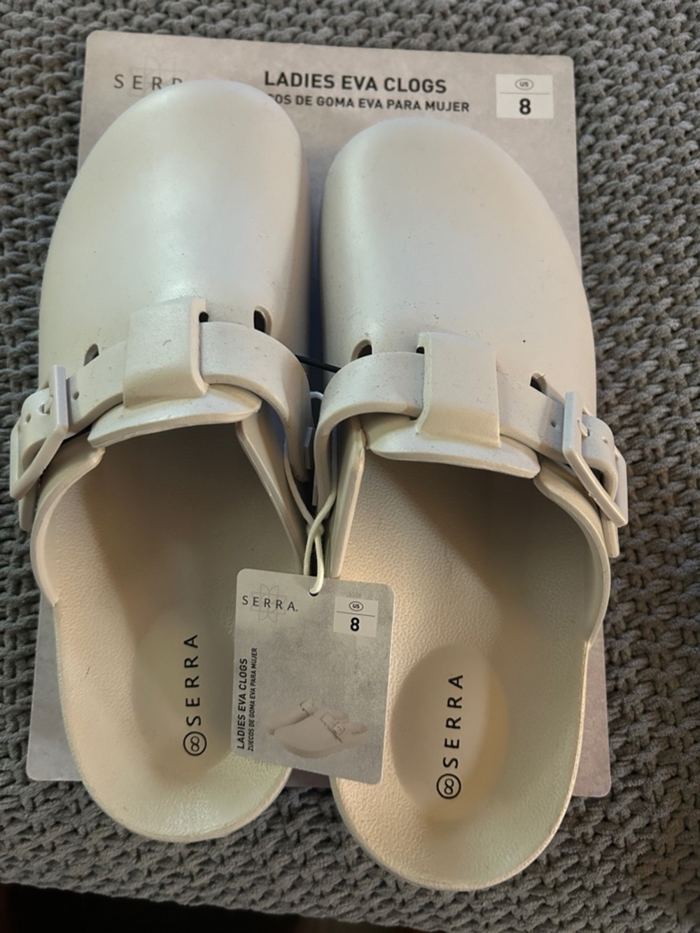 Serra White Slip-On EVA Clogs with Adjustable Buckle